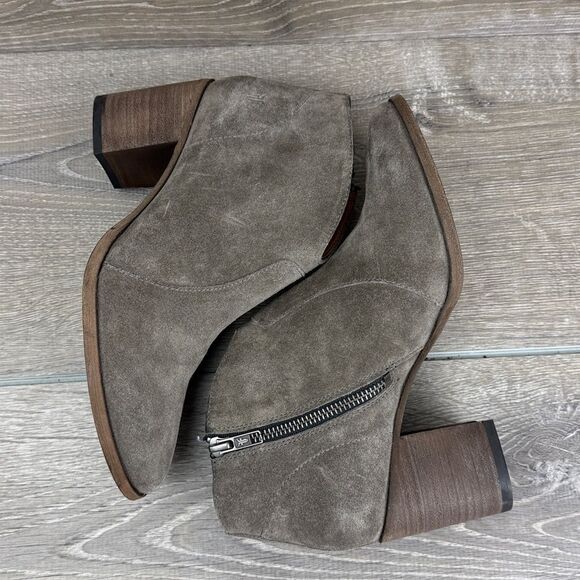Frye Nora Women's Sz 7.5B Gray Elephant Suede Zip Heeled Ankle Boots 3479930-EPT - Picture 9 of 14